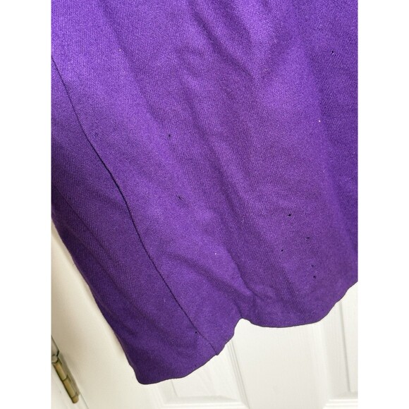 Vintage Art De La Mode Purple Wool Coat Womens Long Made USA 80s - Picture 9 of 14